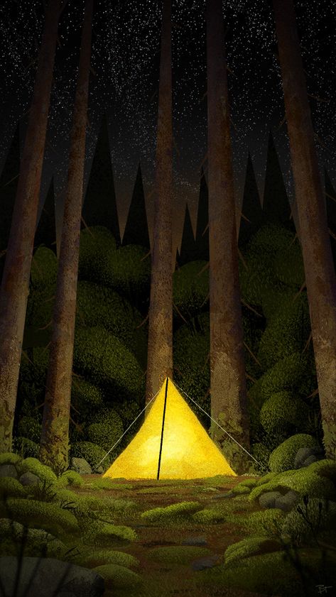 Camping Digital Art, Tent Camping Illustration, Camping Wallpaper Iphone, Camping Illustration Art, Camping Paintings, Camp Illustration, Camp Wallpaper, Camping Painting, Camping Illustration