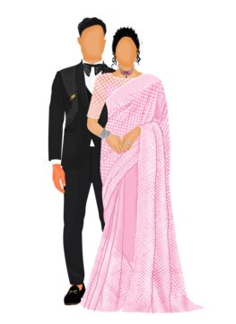 Reception Caricature Indian, Reception Look Couple, Indian Wedding Caricature Couple, Couple Reception Look, Indian Wedding Illustration Couple, Wedding Couple Cartoon Marriage, Reception Caricature, Wedding Caricature Indian, Indian Wedding Doodle