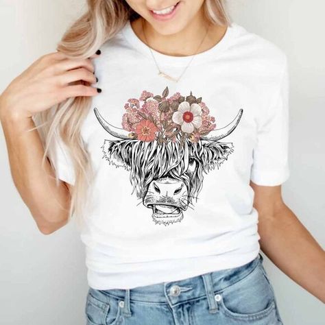 Cute Cow Shirt, Floral Cow Shirt For Mom, Highland Cow Shirt Highland Cow Shirt, Cow Shirts For Women, Heifer Shirt, Cow Stuff, Farm Tshirt, Mens Black Jacket, Cow Gifts, Cow Shirt, Cute Cow