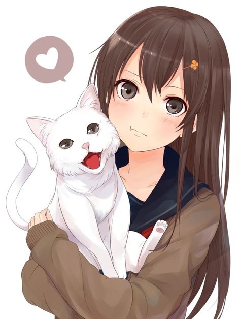 #anime girl # cat Anime Karakterek, Gato Anime, Anime Lindo, Fete Anime, Anime Cat, 만화 캐릭터, Anime Eyes, I Love Anime, Art Anime