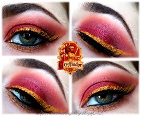 Griffindor Make Up, Gryffindor Makeup Looks, Harry Potter Inspired Makeup, Harry Potter Makeup Looks Gryffindor, Harry Potter Nails Gryffindor, Harry Potter Makeup Looks, Gryffindor Makeup, Harry Potter Eyeshadow, Maquillage Harry Potter