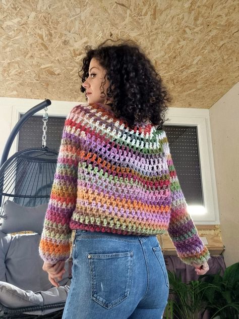 Cloud Sweater. Crochet Pattern – ByKaterina Multi Coloured Crochet Sweater, Crochet Ladies Jumper Free Pattern, Single Crochet Sweater, Crochet Granny Stitch Sweater, Jenna Phipps Crochet, Scrap Yarn Crochet Sweater, Crochet Wavy Sweater, Beginner Crochet Sweater Pattern Free, Granny Stitch Sweater