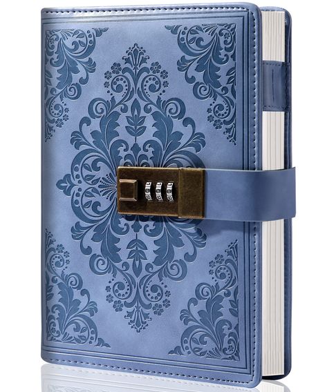 PRICES MAY VARY. 🔒 LOCK DIARY WITH VINTAGE DESIGN - Classic Diary for women with Lock, soft leather cover embossed with decorative pattern and gold stamping, unique and elegant, also matches the retro style. It's not only a Diary With Lock, also can be a decoration for your room, cabinets, coffee tables and so on, which highlights your aesthetic. 🔒 INSTRUCTION & GIFT BOX - Easy to set your own password with the instruction of the lock, packed with a pretty gift box, it is a perfect gift for gi Locked Journal, Lock Diary, Journal With Lock, Diary With Lock, Vintage Leather Journals, Decorative Pattern, Drawing References, Pretty Gift, Leather Journal