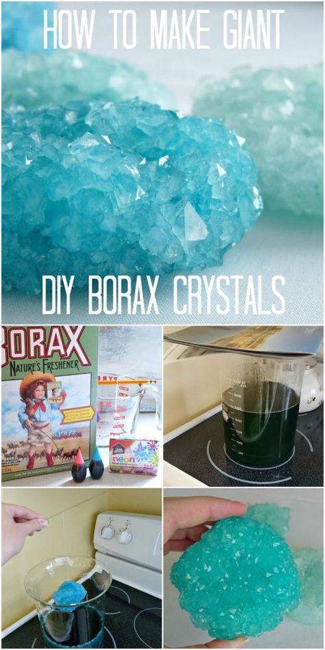 How to grow crystals. Giant Crystals Recipe and Borax Uses for Kids | 15 Easy Borax Recipes on Frugal Coupon Living. Science experiments kids. Summer Crafts, Crystal Tutorial, Borax Crystals, Kerajinan Diy, Growing Crystals, Kid Experiments, Seni Origami, Diy Crystals, Science Experiments Kids