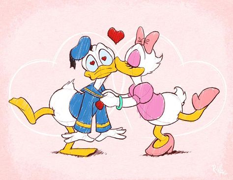 I made a Valentine's Day card for my wife. Quack! ❤ #disney #donaldduck #daisyduck #valentines Daisy Drawing, Kalle Anka, Duck Drawing, Duck Wallpaper, Donald And Daisy Duck, Daisy Art, Daisy Wallpaper, 디즈니 캐릭터, Disney Art Drawings