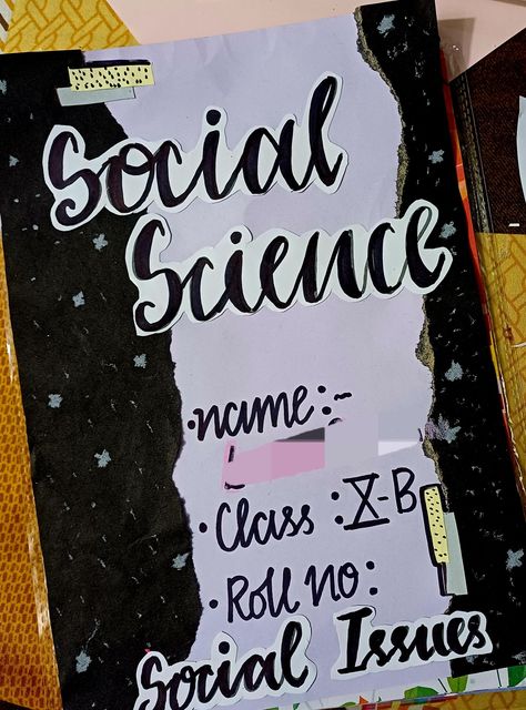 Social Activity Front Page Design, Social Science Notebook Cover Ideas, Portfolio Front Page Design Aesthetic, History And Civics Project Cover Page, Science Copy Cover Decoration Ideas, Project File Cover Ideas Social Studies, Front Page For Social Project, How To Decorate File Pages, Social Science Project Cover Page Design Ideas