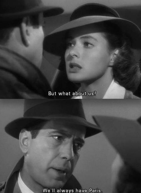 Humphrey Bogart and Ingrid Bergman in Casablanca (1942) Old Film Stars, Humphrey Bogart Quotes, Casablanca Quotes, Humphrey Bogart Casablanca, Old Movie Quotes, Casablanca Movie, Classic Movie Quotes, Black And White Movie, Old Hollywood Movies