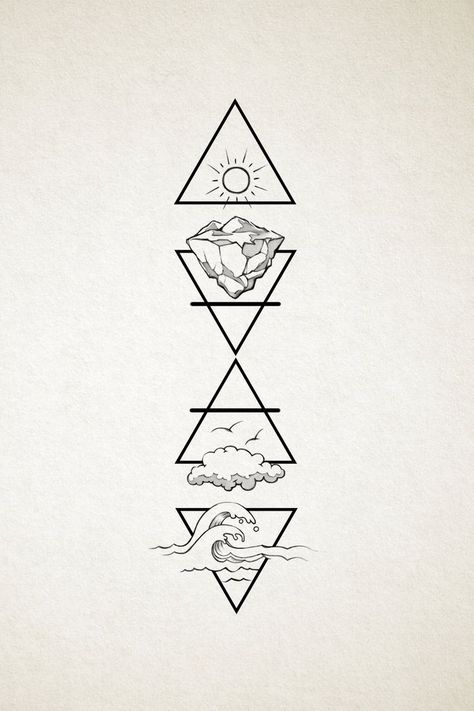 Four Elements Tattoo Willpower Tattoo, Four Elements Tattoo, Element Tattoo, Cream Tattoo, Geometric Tattoos Men, Simple Tattoos For Guys, Elements Tattoo, Geometric Tattoo Design, Four Elements