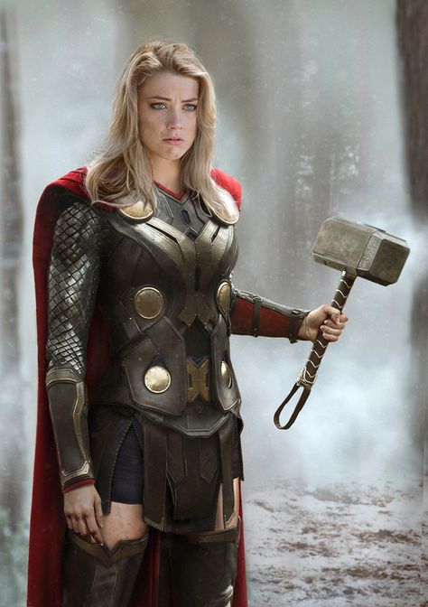 If Women Ruled the Earth-Age of Ultron Edition: Amber Heard as Thora Thor Girl, Lady Thor, Thor Cosplay, Female Thor, Pahlawan Marvel, Female Hero, Pahlawan Super, Marvel Cosplay, Comics Girls