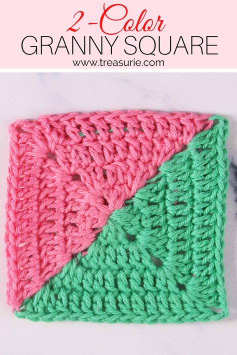 2 Color Granny Square 2 Color Granny Square, Granny Square Pattern, Scrap Yarn, Learn How To Crochet, Granny Squares Pattern, Double Crochet Stitch, Patchwork Patterns, Square Patterns, Basic Crochet Stitches