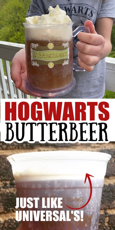 Butterbeer Universal Studios Recipe, Butterscotch Beer Recipe, Hogwarts Butter Beer Recipe, Best Butter Beer Recipe, Butter Bear Recipes, Butter Beer Recipe Easy, Homemade Butter Beer Harry Potter, Iced Butterbeer Recipe, Butterbeer For A Crowd