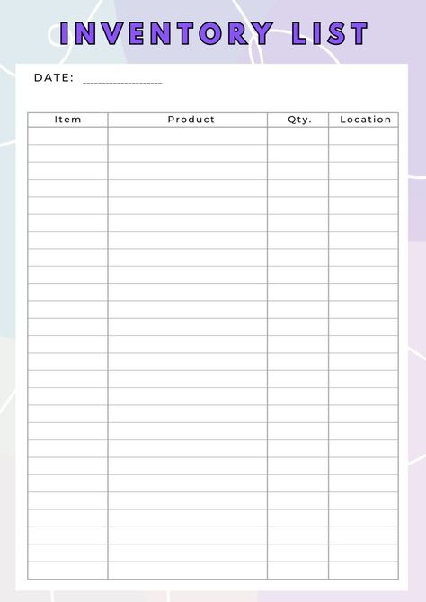 Inventory List Sheet Templates | Printables Hub Printable Freezer Inventory Sheets, Small Business Inventory Spreadsheet, Spice Inventory Printable Free, Free Inventory Printable, Free Printable Inventory Sheets, Inventory Printable Business, Inventory List Template, Business Planner Printables, Inventory Sheet