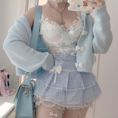 Pastel Kawaii, Pastel Goth Fashion, Kawaii Fashion Outfits, Soft Clothes, Fashion Korean, Kawaii Clothes, Looks Vintage, Pastel Blue, Kawaii Fashion