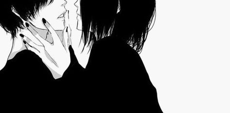 LoSt In A wOrLd Of AnImE Black And White Tumblr, Anime Black And White, Anime Kiss Gif, Animes Emo, Black Banner, Latest Anime, Tokyo Ghoul Kaneki, Manga Couple, Anime Episodes