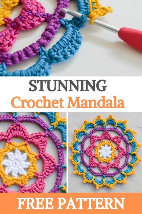 Crochet Mandala Coasters Free Pattern, Crochet Flower Mandala Pattern, How To Crochet A Mandala, Crochet Mandala Doily Free Pattern, Crochet Heart Mandala Free Pattern, Crocheted Dream Catchers Free Pattern, Crochet Wall Art Mandala Free Pattern, Crochet Mandala Pattern Easy, Easy Doily Patterns Free