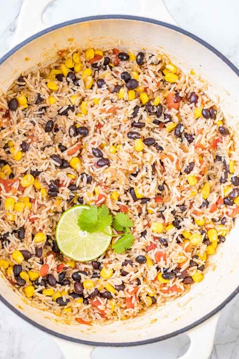 Recipes With Black Beans And Corn, Easy Rice And Beans Recipe, Mexican Beans And Rice, Pinto Beans And Rice, Rice With Corn, Rice With Beans, Rice And Beans Recipe, Healthy Beans, Mexican Rice Recipes