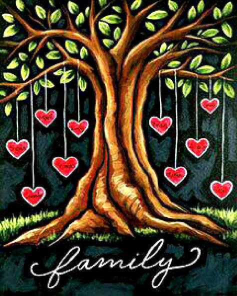 Birthday Paint Party, Adult Paint Party, Free Family Tree Template, Family Tree Canvas, Social Artworking, Family Tree Painting, Family Tree Designs, Tree Painting Canvas, Birthday Painting