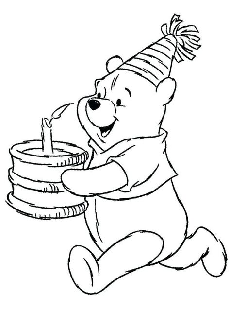 Cute Winnie The Pooh Coloring Pages Ideas For Children - Free Coloring Sheets Happy Birthday Disney, Happy Birthday Drawings, Happy Birthday Coloring Pages, Happy Birthday Printable, Winnie The Pooh Pictures, Birthday Coloring Pages, Birthday Card Drawing, Cute Winnie The Pooh, Winnie The Pooh Birthday