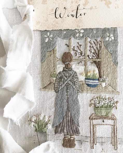 Melanie McDonough on Instagram: “Dreaming of Spring - from an embroidery kit by @carolinezoobdesign. Handwritten label by Kate of @oysterbridgeandco. #thestitchersjournal” Silk Ribbon Embroidery, Embroidery Workshop, Textile Art Embroidery, 자수 디자인, Embroidery Patterns Vintage, Hand Embroidery Stitches, Embroidery Kit, Stitching Art, Embroidery Inspiration