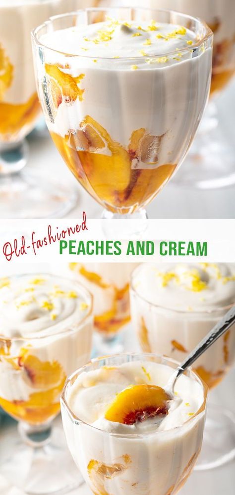Recipe With Fresh Peaches, Healthy Peach Dessert, Can Peaches Recipes, Peaches And Cream Recipe, Peaches And Cream Dessert, Peach Desserts Easy, Comfort Food Healthy, Light Summer Desserts, Desserts Aesthetic