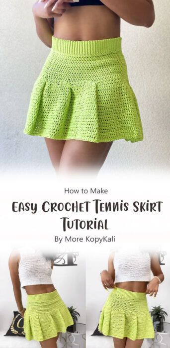 Best Tennis Skirt Free Crochet Pattern & Tutorial Ideas - Carolinamontoni.com Maxi Skirt Pattern Free, Tennis Skirt Pattern, Layered Skirt Pattern, Ruffle Skirt Pattern, Mini Skirt Pattern, Maxi Skirt Pattern, Crochet Blanket Tutorial, Crochet Pattern Tutorial, Skirt Pattern Free