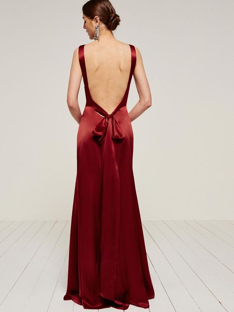 WEDDINGS - Reformation Haute Couture, Plain Prom Dress, Open Back Silk Dress, Prom Dress Websites, Red Backless Dress, Open Back Prom Dress, Silk Prom Dress, Red Silk Dress, Backless Gown