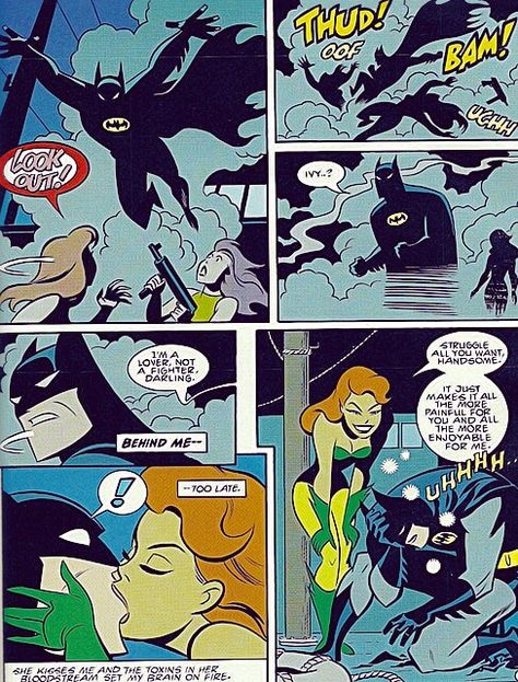 Batman and Poison Ivy Comic Batman X Poison Ivy, Poison Ivy X Batman, Poison Ivy Kiss, Batman And Poison Ivy, Poison Ivy Comic, Poison Ivy Batman, The Bat Man, Bat Man, Dc Villains