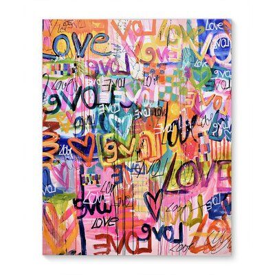 Wrought Studio Add a pop of colour to your wall space with our ready to hang artisan designed gallery wrapped canvas. Size: 8" H x 10" W x 1.30" D Street Art Graffiti, Love Bug, Love Canvas, Graffiti Wall Art, Graffiti Wall, Original Wall Art, Love Bugs, Pop Of Color, Art Plastique