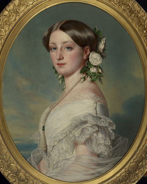 1858 Marie of Baden, Princess of Leiningen (1834-1899) by William Corden the Younger (Royal Collection). From Wikimedia. Royal Portraits Painting, Era Victoria, Victorian Portraits, Victorian Paintings, Antique Portraits, Arte Van Gogh, Vintage Portrait, The Royal Collection, Fotografi Editorial