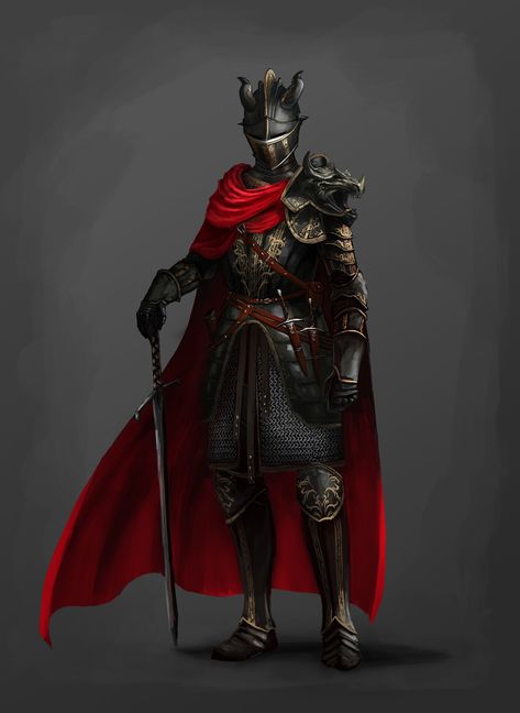 Concept: Knight in black armor, Ricardo Herrera on ArtStation at https://www.artstation.com/artwork/JlnOqA