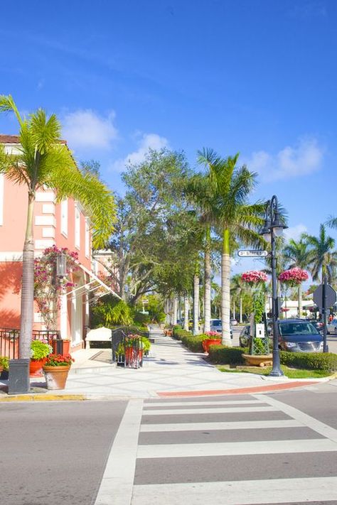 Beach Town Aesthetic, Pastel Buildings, Vero Beach Florida, Brick Paving, Waterfront Restaurant, Beach City, Community Park, Florida Living, Anna Maria Island