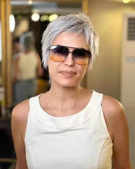 45 Types of Choppy Pixie Cuts Women Are Asking for This Year Medium Hair With Short Bangs, Chopped Pixie Haircut, Shaggy Pixie Hairstyles, Long Choppy Pixie Haircut, Haircut For Weak Chin, Shaggy Short Hair Women, How To Style A Pixie Haircut, Choppy Bangs With Long Hair, Short Pixie Cut Styles