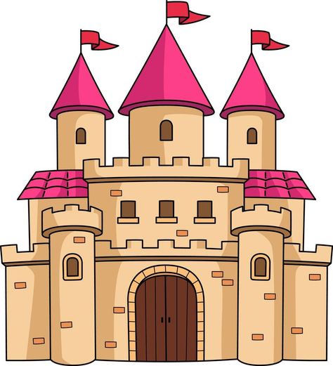 Princess Paper Dolls Printable, Castle Cartoon, Castle Clipart, Castle Crafts, Castle Vector, Castle Illustration, Castle Drawing, Castle Painting, Royal Castle