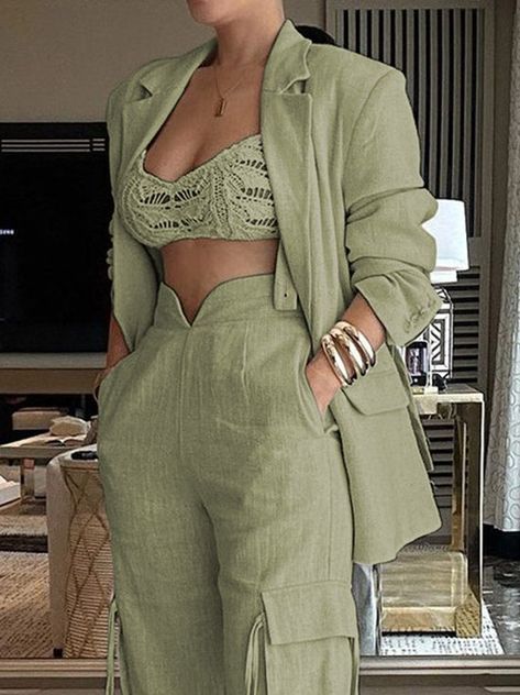 Milan Outfits Summer, Mode Kylie Jenner, Outfits Vacation, Pocket Stitching, Fest Outfits, Lightweight Blazer, Outfit Spring, Elegantes Outfit, Women Outfit