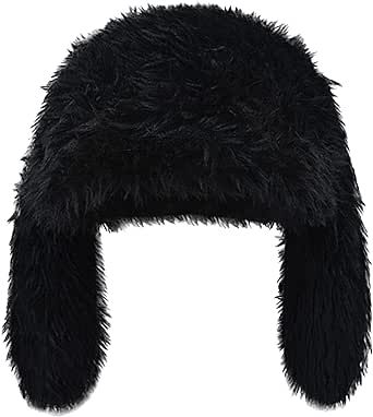 Y2K Fuzzy Bunny Hat for Women Cute Plush Beanie with Bunny Ears Long Rabbit Ears Winter Hat Beanie With Bunny Ears, Bunny Ear Hat, Black Bunny Ears, Bunny Beanie, Big Bunny, Black Bunny, Bunny Hat, Ear Hats, Rabbit Ears