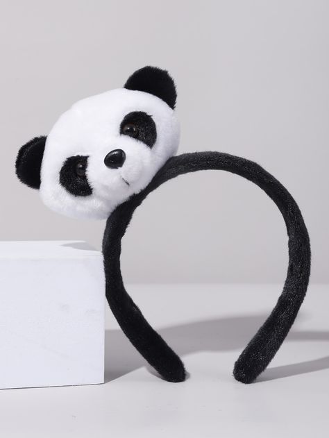 Black and White  Collar  Plastic Plain Headwear Embellished   Costumes & Accessories Women Accessories, Slippers, Shein Products, Panda Head, White Collar, Costume Accessories, Hair Band, Black And White, Band