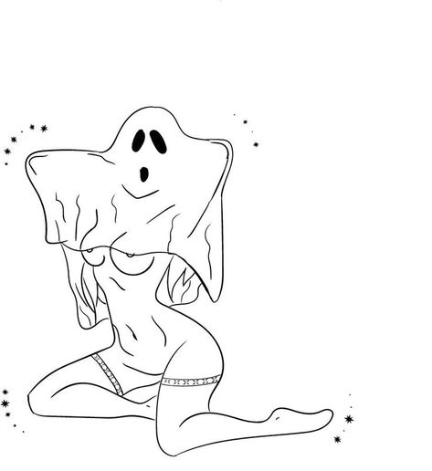 Ghost Ideas, Tattoo Ghost, Cute Halloween Tattoos, Ghost Drawing, Line Doodles, Black And White Doodle, Creepy Ghost, Ghost Cartoon, Ghost Tattoo