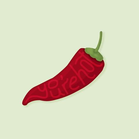 Cartoon Chilli Pepper, Chilli Illustration Art, Red Pepper Drawing, Chilly Drawing, Spicey Illustration, Chilli Pepper Drawing, Spicy Artwork, Chilli Painting, Chili Pepper Drawing