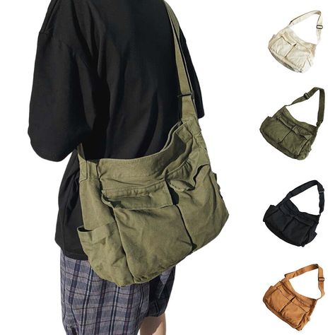 Across The Body Bags, Tomboy Bag, Side Bags For School, Grunge Bags, Shoulder Bag Aesthetic, Men's Messenger Bag, Messenger Bags For School, Cargo Bag, Denim Crossbody Bag