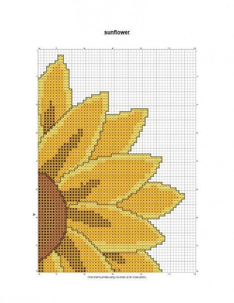 large, free cross stitch pattern of sunflower. Cross Stitch Freebies, Cross Stitch Sunflower, Large Cross Stitch Patterns, Free Cross Stitch Pattern, Cross Stitch Beginner, Tapestry Crochet Patterns, Pola Kristik, Cross Stitch Patterns Flowers, Cross Stitch Bookmarks