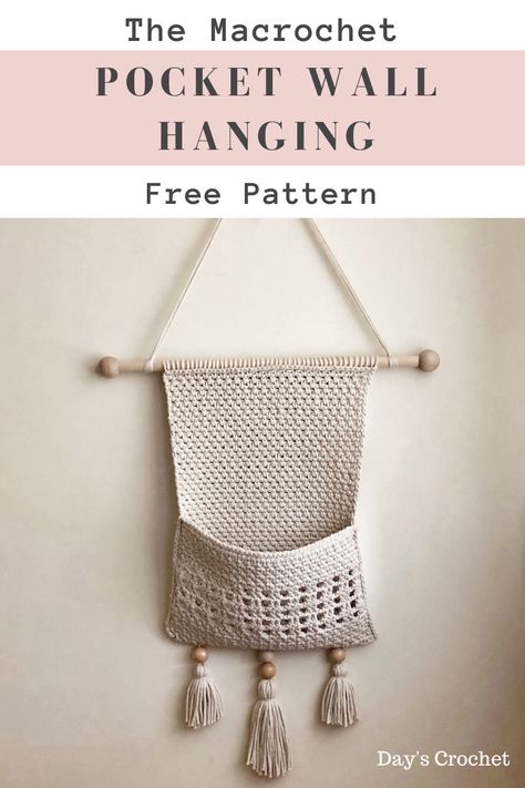 Pocket Wall Hanging, Modern Haken, Plastic Bag Crochet, Crochet Wall Art, Modern Crochet Patterns, Crochet Wall Hangings, Crochet Simple, Crochet Home Decor, Crochet For Home