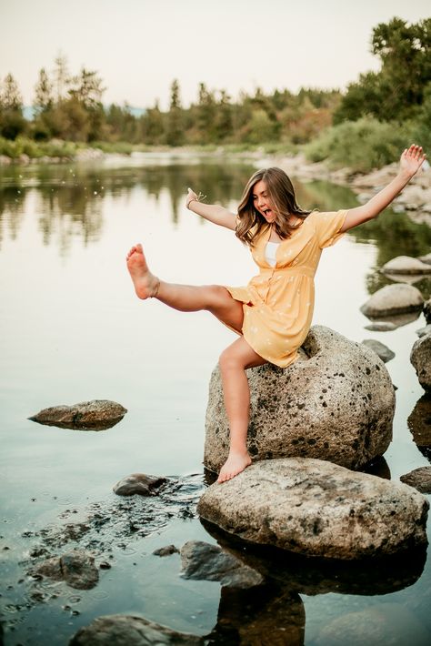 PNW Senior Photographer, Orem, Provo, Salt Lake City Photographer, Senior Portrait Inspiration, Outfit inspiration, Outfit ideas, Senior Posing inspo, Portrait Posing tips, What to wear, Outdoor Location, river, rocks, golden hour, Vibrant, Unposed, Candid, Natural, Beauty, Happy, Playful, lightroom, photoshop, natural edits, creamy light, Nikon, lens, the Senior Experience, joyful,  summer senior photos, summer image, summer senior poses, splashing in the water, vibrant edits, beautiful, nature Senior Posing, River Poses Photo Ideas, Senior Pics In Water, River Photoshoot Ideas, Wallpaper Iphone 7 Plus, Senior Photoshoot Poses, Summer Senior Pictures, Portrait Posing, Senior Portraits Girl