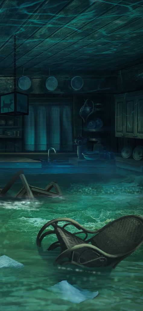 Flooded House Aesthetic, Flooded City Concept Art, Floods Drawing, Flood Aesthetic, Floods Pictures, Winter Scenes Wonderland, Flooded City, Podcast Instagram, Interior Concept Art