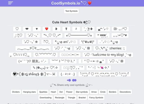 Heart Symbols ❤️️ ❥ ❣ ۵ ˚₊· ͟͟͞͞➳❥ ◛⑅·˚ ༘ ♡ ⌦ .｡.:*♡ ❁ཻུ۪۪♡ ˚ ༘♡ ⋆｡˚ '*•.¸♡ ♡¸.•*' ꘎♡━━━━━♡꘎ ⑅ ♥̩̥̩♥̩̩̥͙♥̩͙ˊˎ ｡.｡:∞♡*♥ ˚ ༘♡ ⋆｡˚ ❀ ੈ♡˳ *ೃ༄ ani˚◞♡ ⃗ *(*❦ω❦)* . ˚◞♡ ⃗ *ೃ༄ ︵‿︵‿୨♡୧‿︵‿︵ Heart Text Symbol, Heart Symbol Copy And Paste, Heart Symbol Aesthetic, Website Symbol, Dot Symbol, Cute Bios, Cool Heart, Free Symbols, Cute Text Symbols