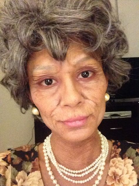 Old lady costume. Old age makeup and special effects with liquid latex. Ageing Makeup, Liquid Latex Makeup, Old Lady Makeup, Session 32, Theater Makeup, Age Makeup, Old Age Makeup, Lady Makeup, Old Lady Costume