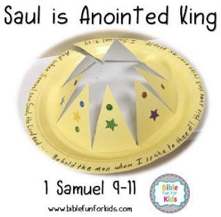 Saul is Anointed King  lesson, paper plate crown and hands-on activities #Biblefun #Bibleforkids #preschoollessons #OTkings Peru, King Crown Craft Preschool, God Made Saul King Craft, Samuel Anoints Saul Craft, Saul Becomes King Craft, David Becomes King Craft, King Saul Bible Craft, Paper Plate Crown, Bsf Ideas