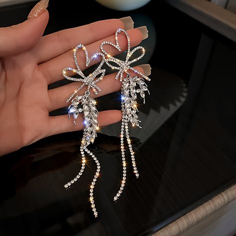 Long silver earrings