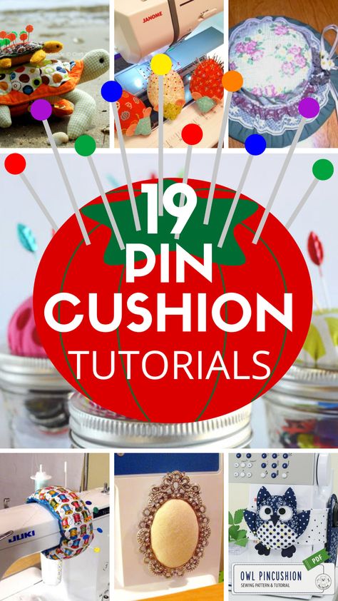 Make a cute pincushion with these 19 sewing tutorials Vintage Pin Cushions To Make, Creative Pin Cushions, Patchwork, Couture, Jar Pin Cushion Diy, How To Make A Pin Cushion Diy, How To Make Pin Cushions Easy Diy, Diy Pin Cushions Easy Ideas, Diy Pincushion Tutorials Free Pattern