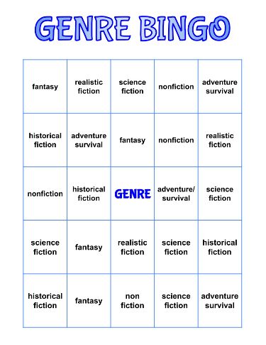 Genre Activities:  Genre Bingo, Cards, Match Up, and Book Response Genre Activities, Book Bingo, Free Bingo Cards, Different Types Of Books, Reading List Challenge, Book Reading Journal, The Science Of Reading, Bingo Template, Novel Genres