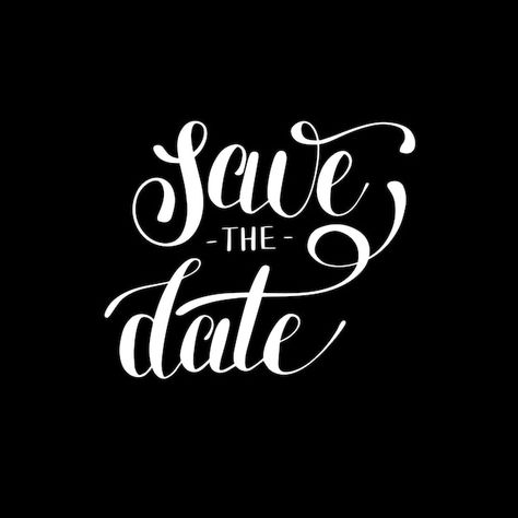 Save the date black and white hand lette... | Premium Vector #Freepik #vector #handwriting-font #handwritten #calligraphy-brushes #handwritten-font Save The Date Fonts, Save The Date Black, Wedding Invitation Posters, Indian Wedding Invitation Card Design, Indian Wedding Invitation Cards, Indian Wedding Video, Save The Date Designs, Doodle Images, Calligraphy Words